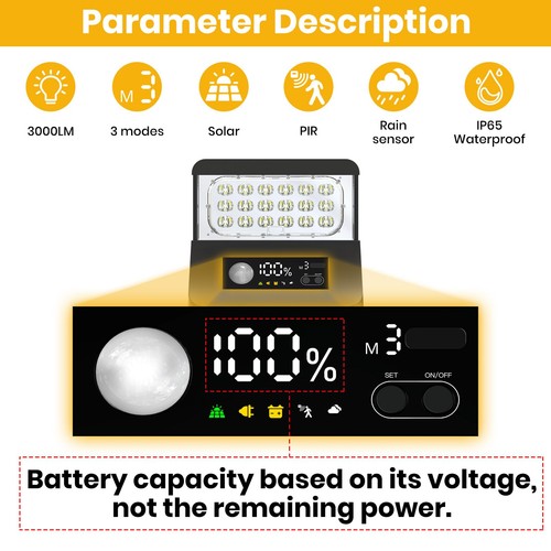 Solar Street Lights Outdoor, 3000LM Solar Parking Lot Lights Dusk to Dawn wit... - Picture 3 of 9
