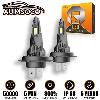 H7 LED 100W Super Bright 6000K White Headlight Bulbs Kit High Low Beam Pair