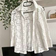 Nadine H Damen Bluse S Spitze Weiß Langarm K...