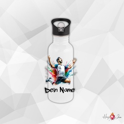 Personalisierte Trinkflasche mit Namen Thermobecher Fußball Geschenkidee_019E