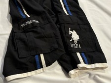 US Polo Assn Swim Trunks Men XL Drawstring Black Mesh Lined Cargo Pockets USPA