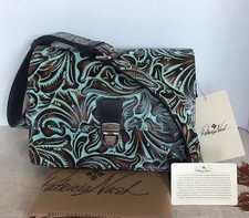 NWT PATRICIA NASH LIANA LEATHER TOOLED TURQUOISE C/B PURSE ADJ STRAP DUST CVR