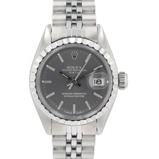 Rolex Datejust Steel Grey Dial Engine Turned Bezel Jubilee Watch w/ Box Paper