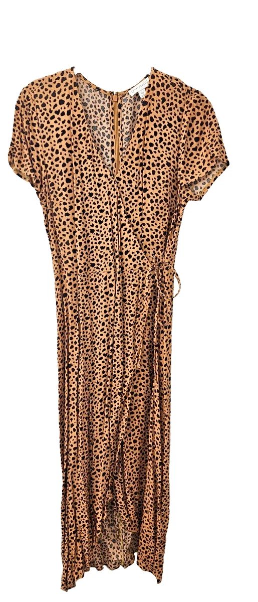 knee length dresses for ladies Point Taken Brown Leopard Print Chiffon Maxi Dress main image 0