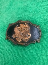 Vintage Live To Ride Harley-Davidson Brass Belt Buckle With Leather 1978