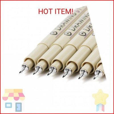 Muchcute Extra Fine Point Writing Pens:6 Black 0.25mm Ultra Thin Micron Pen 01 N