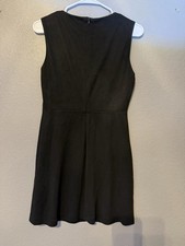 ZARA TRAFALUC Shift Dress Black Sleeveless Short Crew Neck Zip Medium