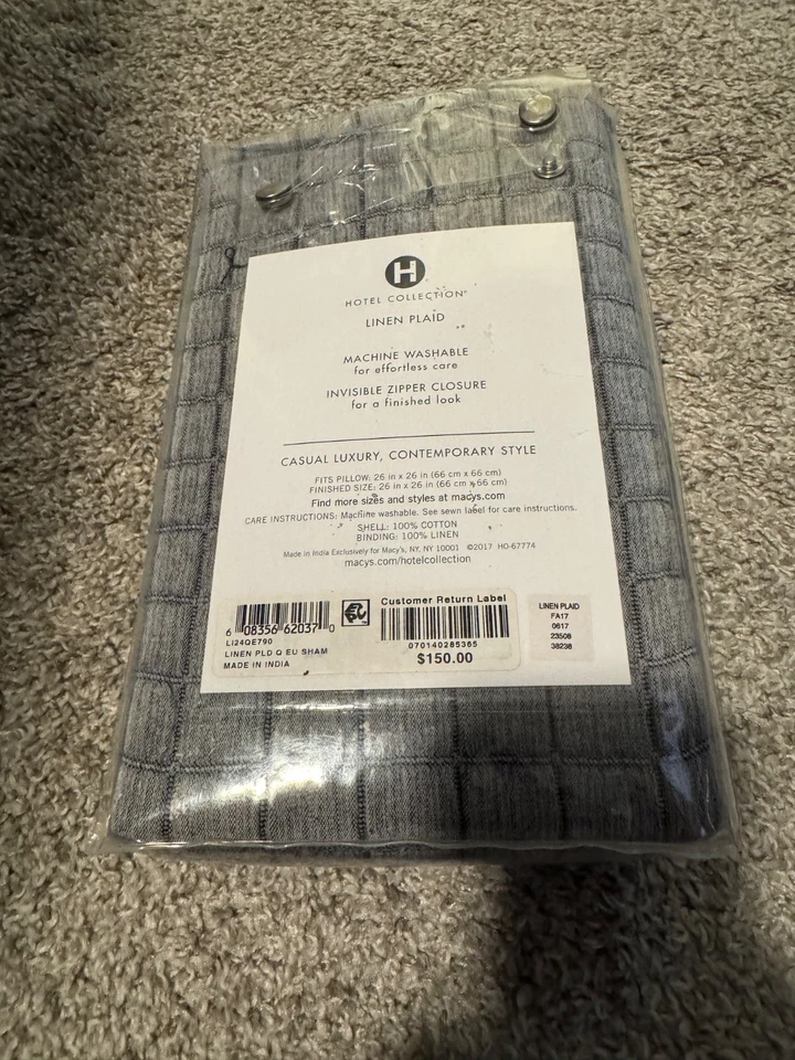 Colección Hotel Lino Cuadros Matelasse EURO PillowSham - Gris Foto 2 de 2