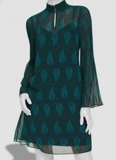 Tommy Hilfiger Womens Green Ruffled Keyhole-Neck Dress Size 10