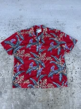 Paradise Found Shirt Mens Large Red Hawaiian Parrot Magnum P I Tom Selleck VTG
