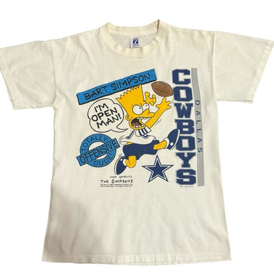 #ad Dallas Cowboys Bart Simpson Logo 7 Vintage 90s Mens Single Stitch T Shirt $124.95