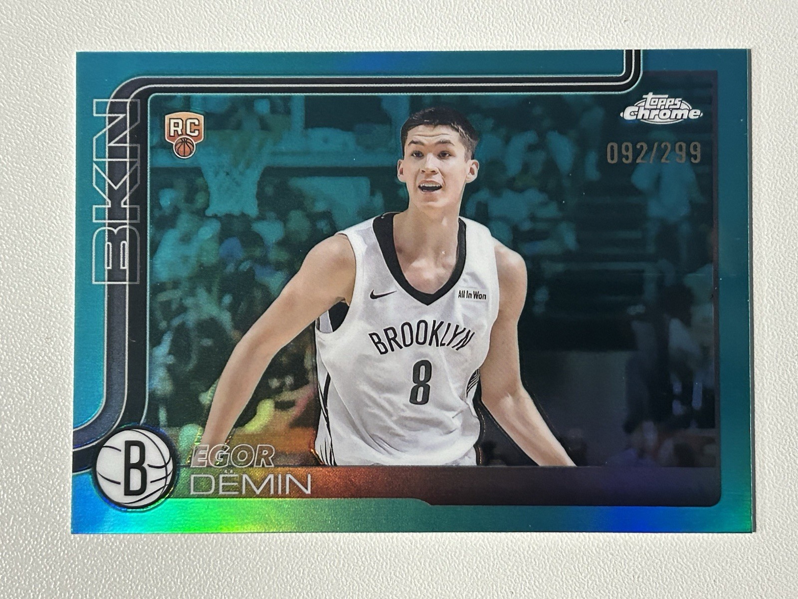 2025-26 Topps Chrome - Egor Demin #258 Brooklyn Nets Teal Refractor /299 Rookie