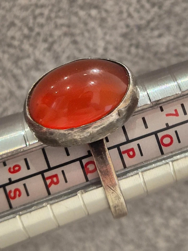 Anillo Cornalina Cabujón Ajustable Plata de Ley 925 Talla P 1/2 Foto 3 de 4