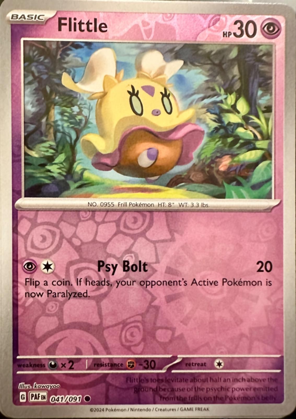 Pokemon TCG Card - Flittle 41/91 Reverse Holo | Common | 2024 Paldean Fates | NM