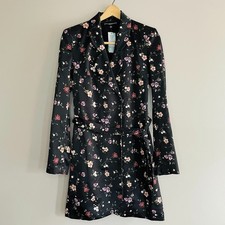 Guess Double Breasted Blazer Dress Small Black Floral Long Sleeve Mini Dress NEW