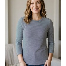LOFT 2021 Striped Long Sleeve Everyday Crew Neck Tee Shirt Women's Size XS