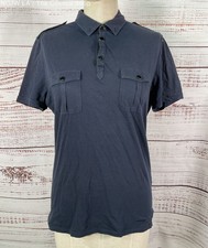 Burberry Cotton Snap Button Polo Shirt Navy L