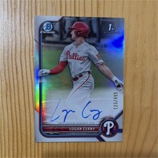 22 Bowman Chrome Rookie Autograph Refractor Logan Cerny Phillies #CPA-LC 123/499