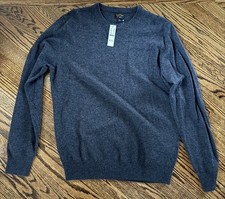 J.Crew Cashmere Crewneck Sweater Mens Medium Charcoal Black New Free Shipping