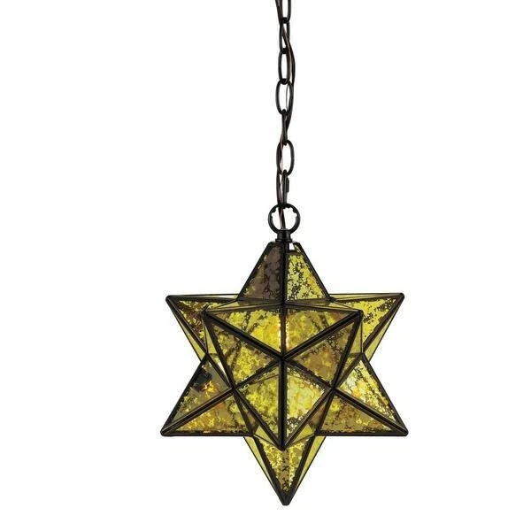 JONATHAN Y Stella 12 in. 1-Light Oil Rubbed Bronze/Mercuy Glass Moravian Star - Image 3 of 4