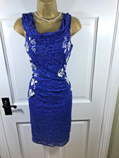Coast Blue Floral Lace Lined Dress, UK 8, Good Condition