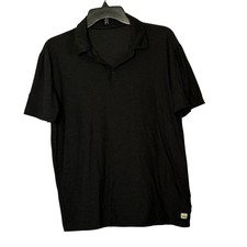 Vuori Strato Tech Polo Shirt in Black Charcoal Heather Short Sleeve - Small