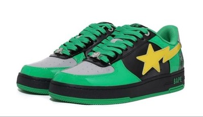 A BATHING APE BAPE STA Low Marvel DR DOOM Grün Schwarz Lackleder Größe US11