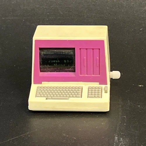 Barbie Pink Wind Up Desktop Computer WORKS Vintage 80s 90s Skipper Ken