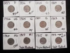 Starter set of 12 Circulated Buffalo Nickels 1913 type 2 to 1937