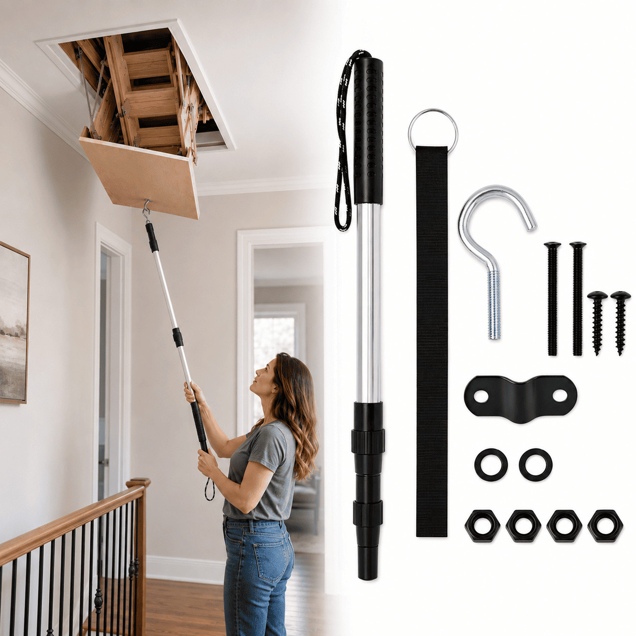 Drop-down Hook Durable Stainless Steel For Attic Foldable Ladder Hardware Tools