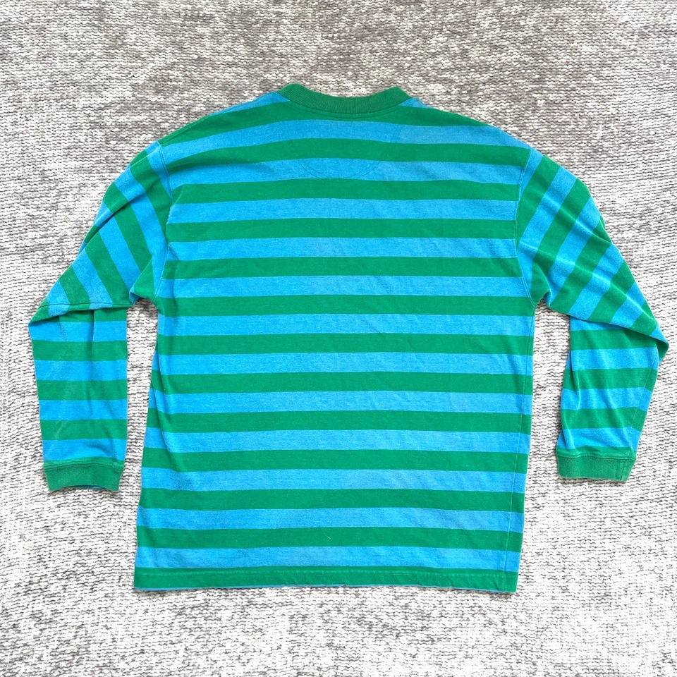 Camisa Vintage Gap Manga Larga Rayas Azul y Verde XL Hecha en EE. UU. Foto 4 de 4