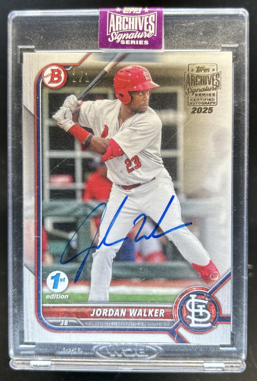 2025 Topps Archives Signatures Jordan Walker Encased Buyback Auto Autograph #1/1
