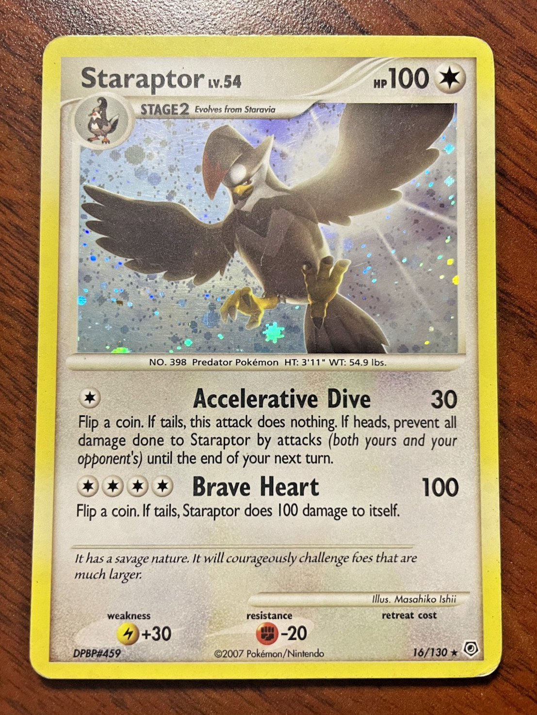 Pokemon Card - Staraptor 16/130 Rare- Holo- Diamond & Pearl 2007