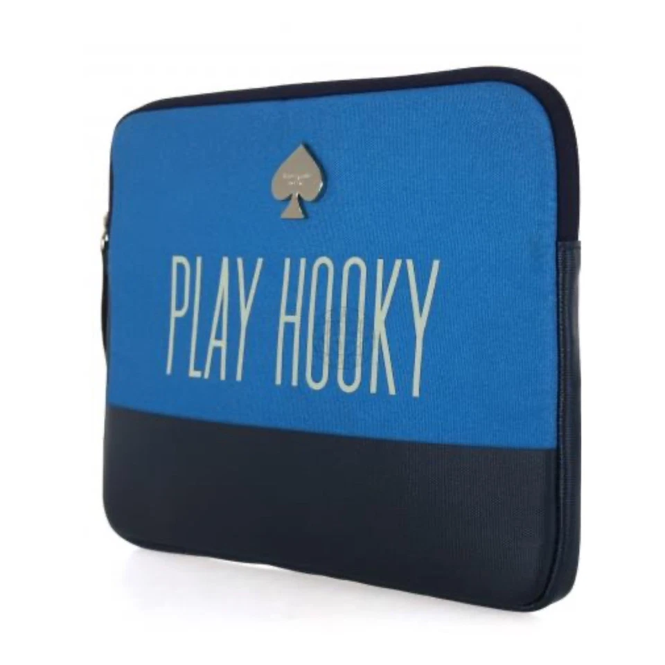 Funda para computadora portátil Kate Spade Play Hooky Logo azul interior a rayas Foto 2 de 4