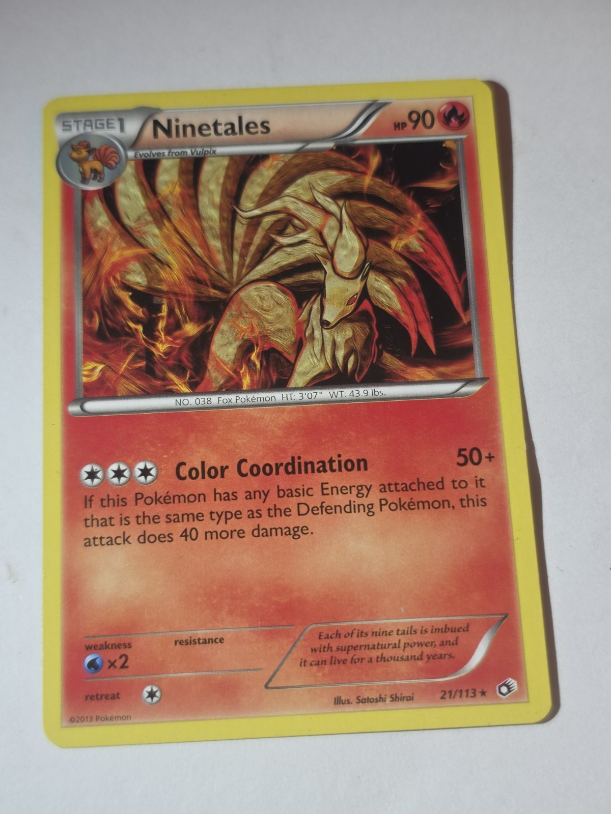Ninetales 21/113 Legendary Treasures Non Holo Rare Stage 1 90HP 2013 Pokémon TCG