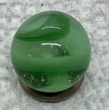 A Vintage Akro Agate Green Snake Corkscrew Marble. It Measures .63 Mint.