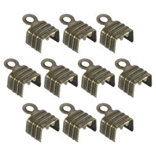 100Pcs 5 x 7.5mm Fold Over Cord Ends, Cord Tips Leather Rope End Caps, Bronze