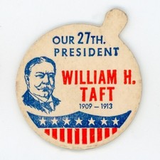 Milk Bottle Cap - Our 27th President - William H. Taft - 1909 - 1913 - side tab