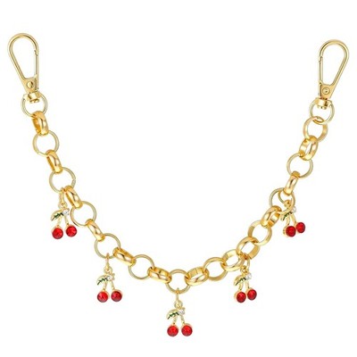 Gold Cherry Purse Charm Bag Chain Keychain Handbag Accessory DIY Craft Bling