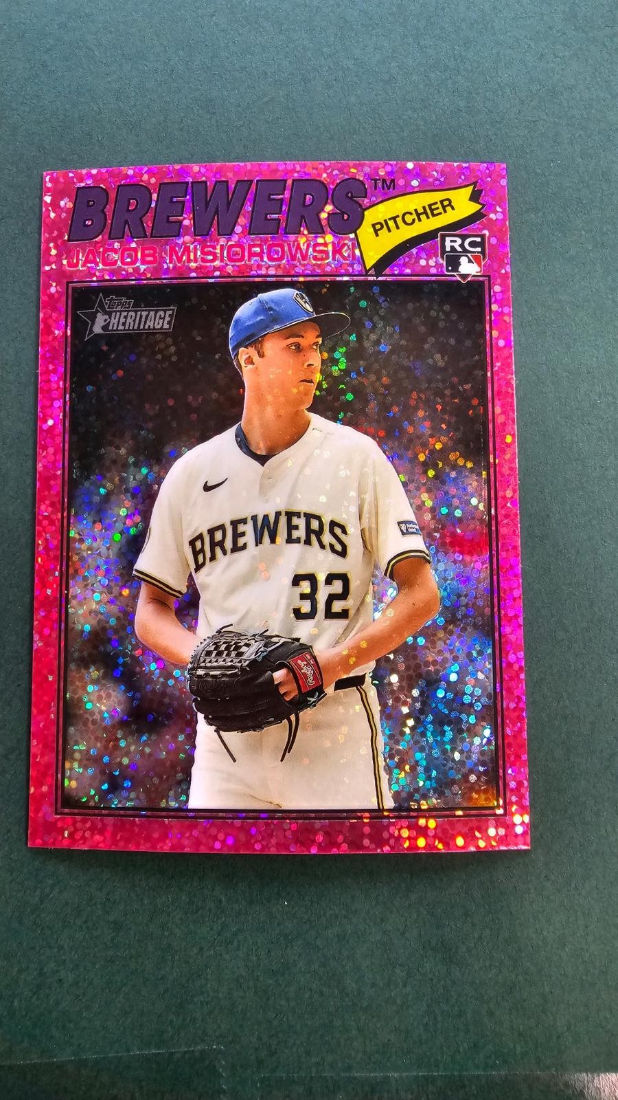 2026 Topps Heritage #144 Jacob Misiorowski Chrome Pink Sparkle Refractor