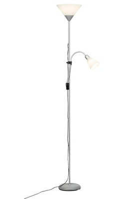 Brilliant Spari Deckenfluter mit Lesearm silber/weiß E27 max. 60W