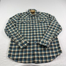Howler Bros Shirt Mens M Blue Plaid Flannel Stockman Stretch Snap Up Western