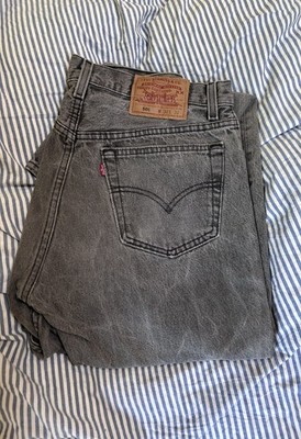 Vintage Levi's 501 W32 L30 Washed Black Jeans Made in USA 90s Charcoal 544