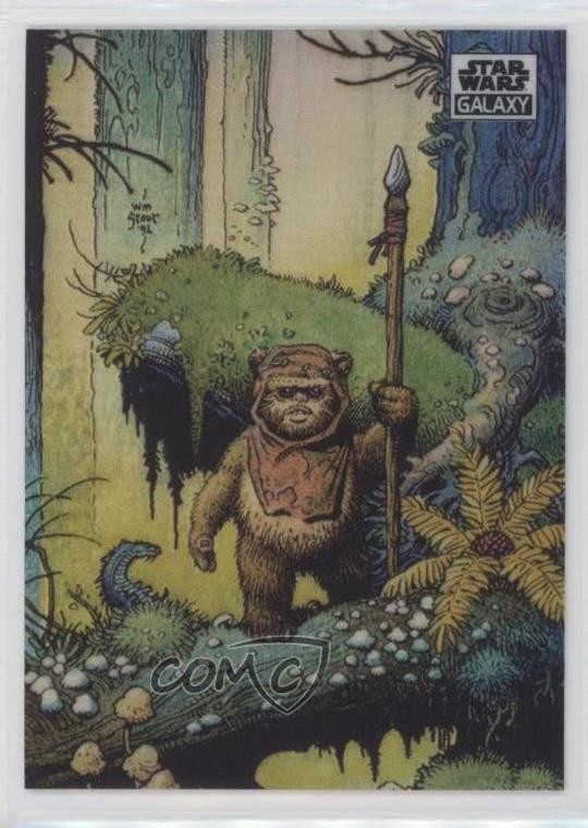 2021 Topps Chrome Star Wars Galaxy Refractor Warrior Ewok William Stout #12 0b3