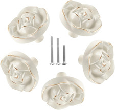 5 Pcs Rose Drawer Knobs Vintage Dresser Knobs Antique Rose Flower Cabinet Knobs