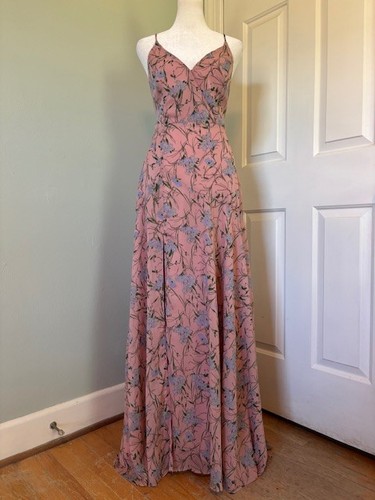 ASTR The Label Pandora Pink/Blue Floral Maxi Dress Size Large