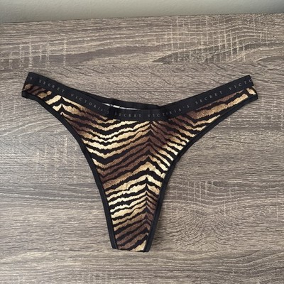Victoria s Secret Medium Tiger, Stripe Cotton Thong Panties