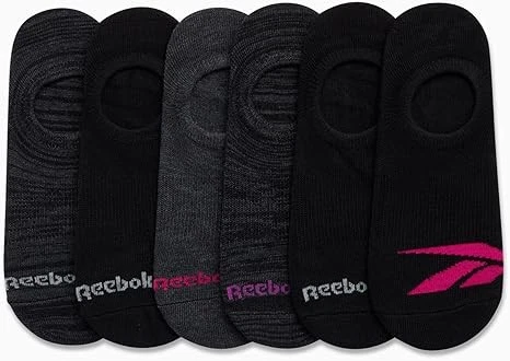 Paquete de 2 zapatos Reebok No Show Liner para mujer talla 4-10 negros/grises (12 pares) Foto 4 de 4