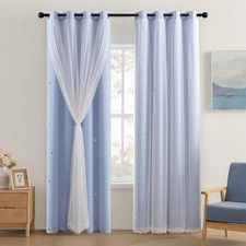 Blue Curtains for Bedroom, Girls Room Blackout Curtains, Kids Room Darkening ...