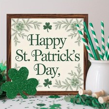 Bohemian Wooden Plaque Happy St. Patrick's Day Shamrock Floral Irish Decoration
